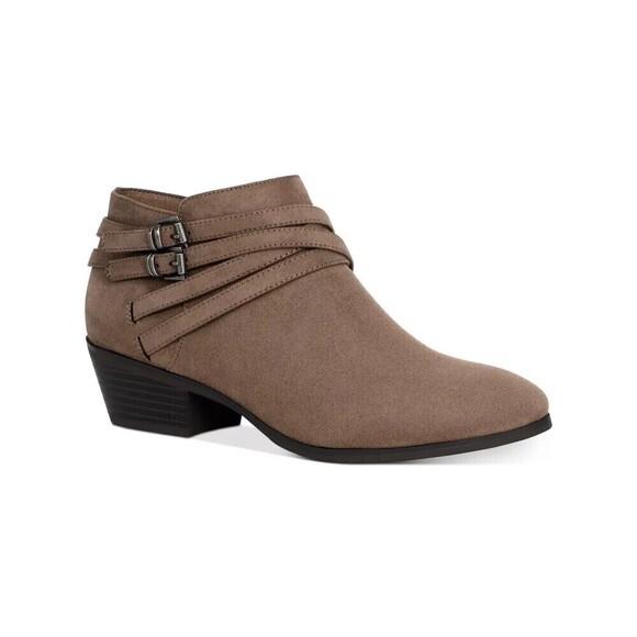 Style&co. Shoes - STYLE & COMPANY Women's Zip-Up Booties Taupe Willowf Round Toe Block Heel  7.5 M